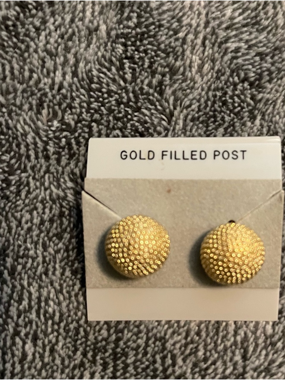 Gold Textured Dome Stud Earrings - Gold Filled Post